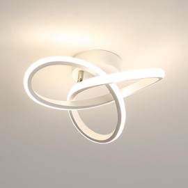 LED Ceiling Light, 22 W, 2500 lm, Natural White Light, 4500 K, Modern Kitchen Lamp Made of Aluminium, White Lamp for Bedroom, Hallway, Kitchen, Balcony, Studio, Diameter 24 cm