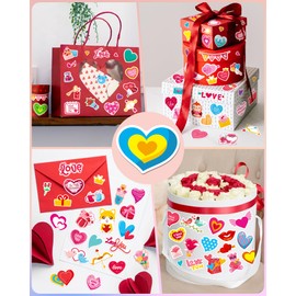 550PCS Valentines Day Stickers, 40 Sheet Heart Stickers Valentines Crafts, Make Your Own Sticker Valentines Gifts for Kids Classroom, Cards, Goodie Bags, Valentines Party Favors Love Sticker for Kids