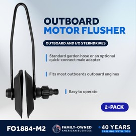 Five Oceans Outboard Motor Muffs, Universal Outboard Motor Flusher, Black PVC Marine Grade Rectangular Muffs, Coated Steel Bracket, with Garden Hose Connector & Quick Connect Adapter 2-Pack FO1884-M2