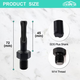 Adapter for Diamond Drill Bit Tiles - 2 Pieces M14 Male Thread to SDS Plus Shank, Diamond Drill Adapter for M14 Connection SDS, Diamond Hole Saw Adapter for Hand and Bench Drills