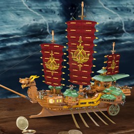 ZYLEGEN Dragon Pirate Ship Building Sets, MOC Blocks Ship Building Blocks,Sailboat and Ship Model Kit Construction Set Medieval Warships Building Bricks Toy Kit for Adults Kids Teen(1,396Pcs)
