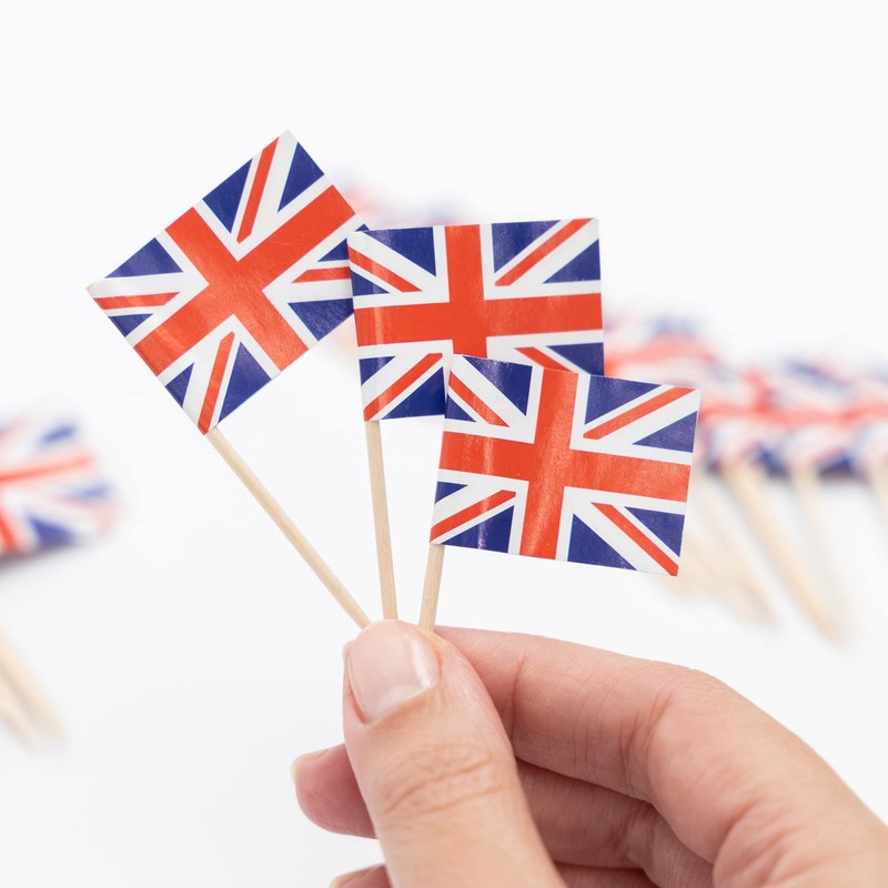 Pack of 50 Union Jack Cocktail Sticks Toothpicks Food Flags