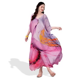 Melwey Kaftan Cover Ups for Swimwear Women Plus Size Caftan Dress Beach Coverup Summer Loungewear (Blush Marble Kaftan)