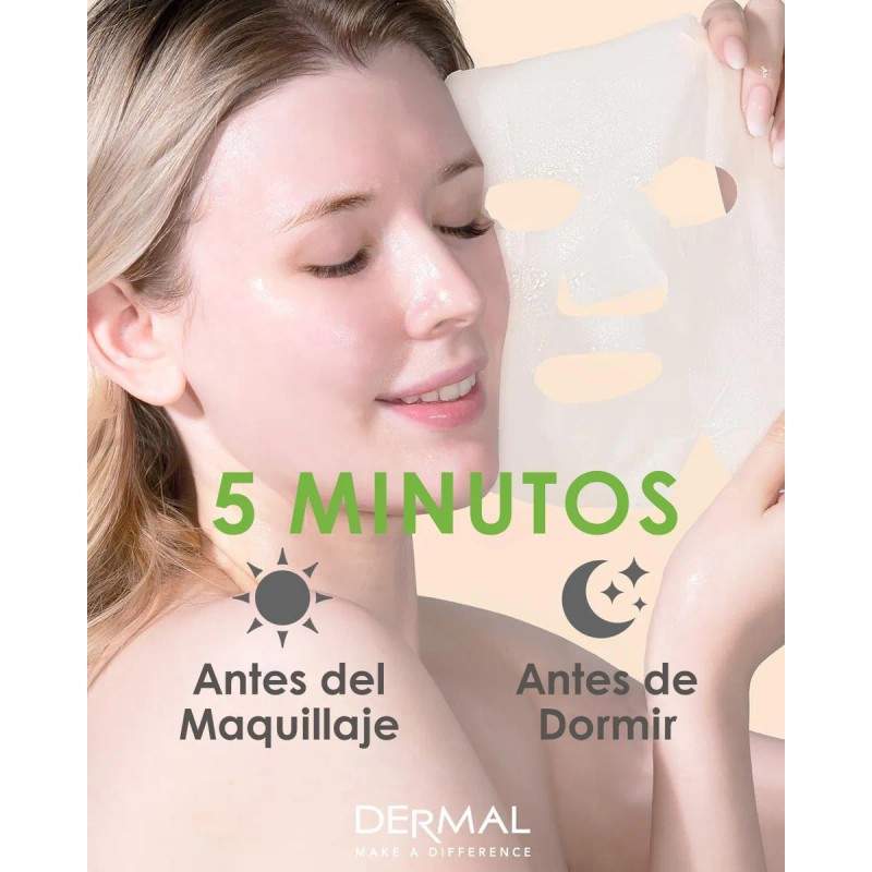 Dermal, Mascarilla Pepino X10, Hidratante Y Calmante
