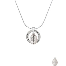 Delight Jewelry Silvertone Bible Verse Philippians 4:13 - Coach Ring Charm Necklace, 18"