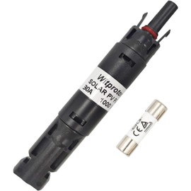 30A Solar in-line Fuse Holder, IP68 1000V for Solar Panel and Inverter in Photovoltaic System, Male and Female Connector with 1 Fuse