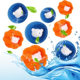 Pet Hair Remover Washing Machine, Pack of 8 Pet Hair Washing Machine, Reusable Lint Balls Washing Machine, Lint Filter for Removing Pet Hair, Dog Hair, Cat Hair (Blue + Orange)