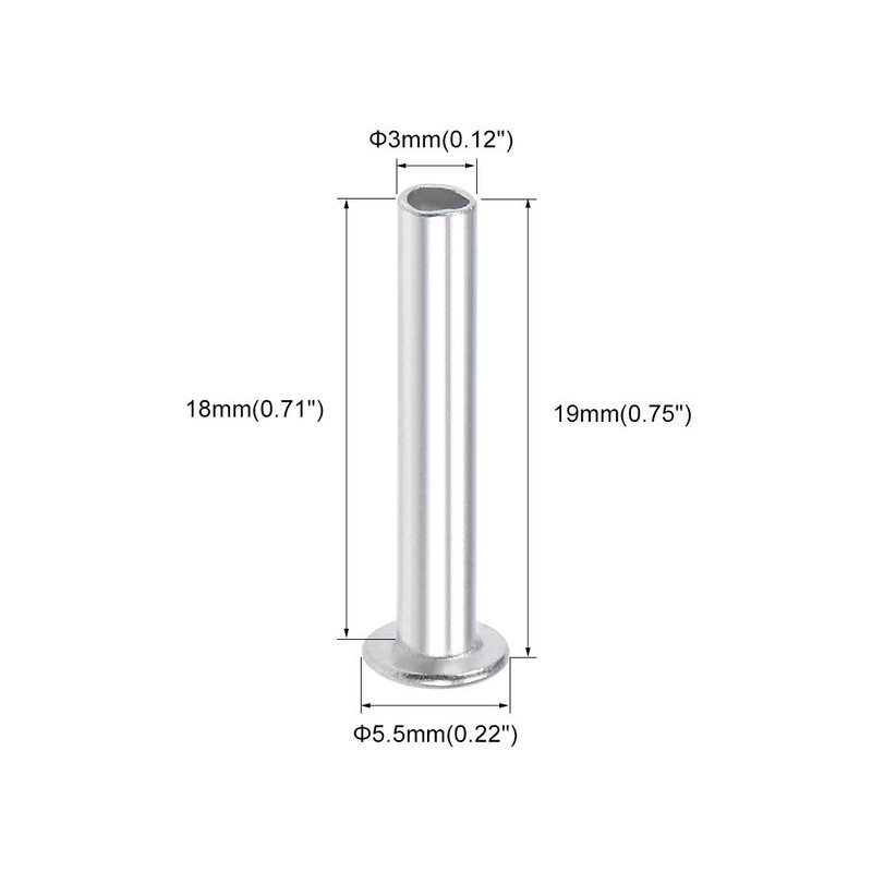 sourcing map 100 Pcs 3mm x 18mm Aluminum Flat Head