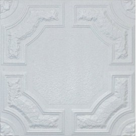 Caracas R28W 20 x 20 Tin Looking Styrofoam Glue Up White Ceiling Tile