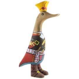 Brave Wings Hand Carved Wooden Bamboo Duck ~ Pirate Duck 22.5cm High ~ Ornament Sculpture Figurine Statue Unique Table Decoration Home Decor ~ 1433