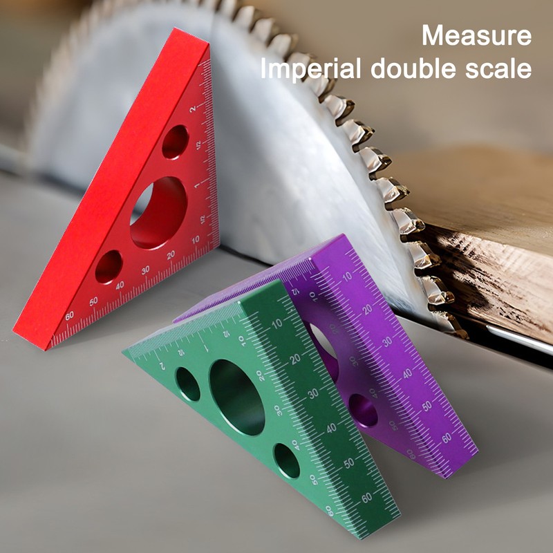3in Right Angle Measure Ruler Thick Aluminum Alloy 45 Degree