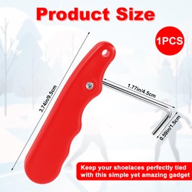 Ice Skate Lace Tightener, Folding Hockey Lace Tightening Tool Portable Shoe Lace Puller with Stainless Steel Lace Boot Hook Sharpener Accessories for Ice Skates Rollerblades Figure Skates Shoes (Red)