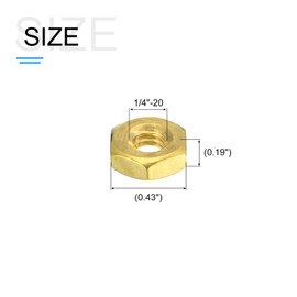 METALLIXITY Hex Nuts (1/4"-20) 25Pcs, Brass Coarse Thread Hexagon Nut Hardware Machine Screw Nut - for DIY Home Repair Machinery