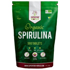 Organic Spirulina Tablets (500 X 500mg) Premium Quality Dietary Superfood | Natural Source of Vegan Protein, Iron & Vitamins | UK Certified Organic, Ideal for Sports Nutrition, Detox & Energy