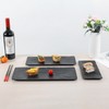 Yinshine Melamine Sushi Plates Set, 3pcs Black Rectangular Serving Trays,