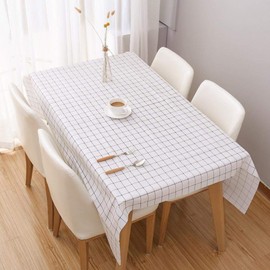 Tablecloth, PVC Oil Proof Dining Kitchen Tablecloth End Table Cloth Cover Protector Black&White Plaid Print