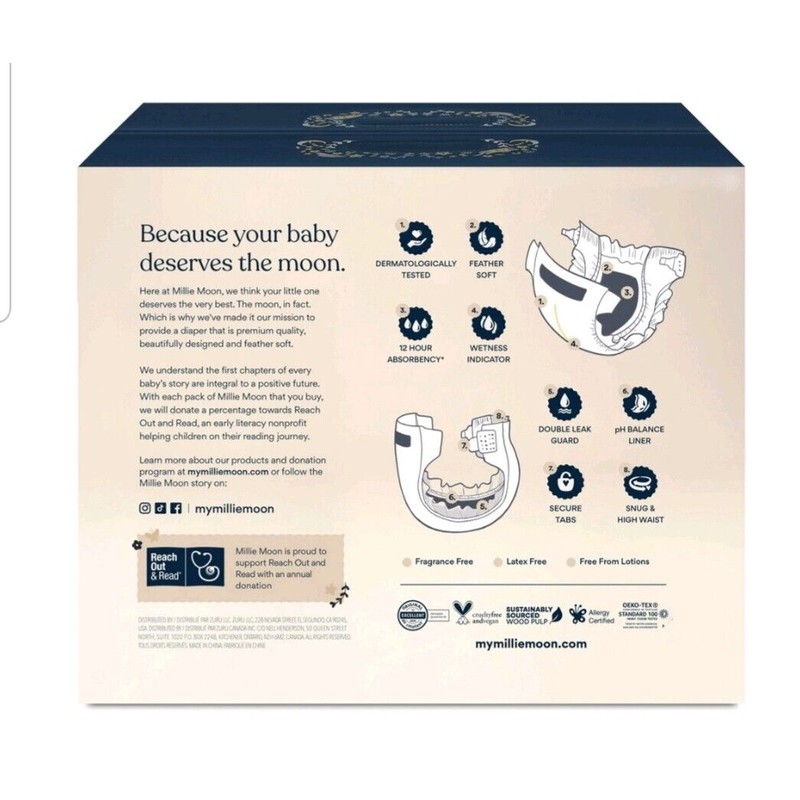 Millie Moon New All Natural Millie Moon Disposable Diapers JUMBO