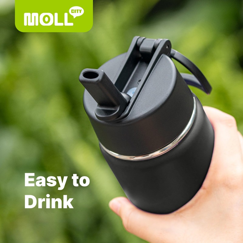 Mollcity - Botella de agua para niños con popote, de