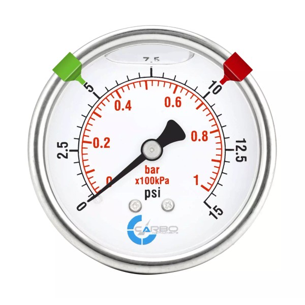 CARBO INSTRUMENTS 2.5" LIQUID FILLED PRESSURE GAUGE 0 - 15