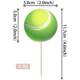 40 piezas de adornos para cupcakes de tenis, doble cara, pelota deportiva, tenis, magdalenas, decoración de tartas de cumpleaños para baby shower, niños, fiesta de cumpleaños, decoración de pasteles