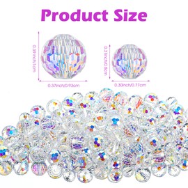 Pack of 100 Crystal Glass Beads for Threading 10 mm / 8 mm Faceted Glass Beads for Bracelets Transparent Beads Glitter Beads for Crafts Jewellery Making DIY Necklaces Earrings Transparent