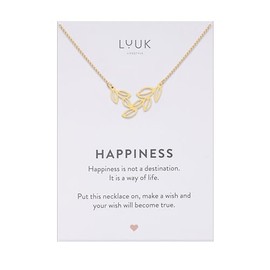 LUUK LIFESTYLE Modern Stainless Steel Necklace with Pendant, 50 cm Adjustable Length, Jewelry Gift for Best Friend, Olive Branch, Gold