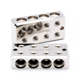 ILL Customz Pair ILL Customz 4 IN 4 OUT 1/0 AWG 0 Gauge Power and Ground Distribution Blocks
