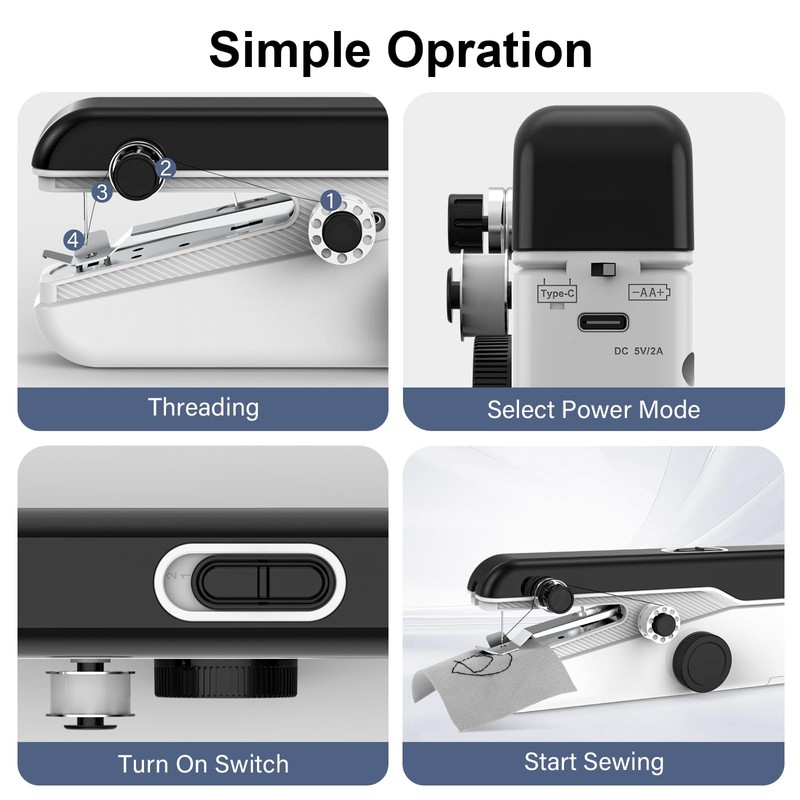 Mini Electric Hand Sewing Machine - Robofun S3 Portable Electric