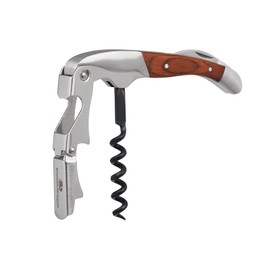 Premium Waiters Corkscrew - 3 in 1 Stainless Steel Wine Opener with Rosewood Pull Tap Handle Bottle Opener and Serrated Foil Cutter