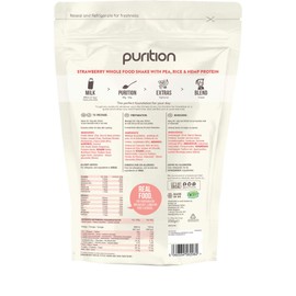 Purition Vegan Strawberry Dairy Free Natural Protein Powder for Keto Diet Shakes and Meal Replacements Shakes - 250g
