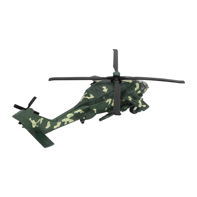 Diecast Metal Helicopter Model Sound Light Pullback Alloy Fighter Aircraft