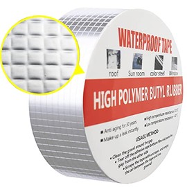 CTRICALVER Waterproof Tape, Butyl Rubber Aluminium Foil Tape, Thick Sealing Tape, for Roof Leakage, Surface Crack (5 m x 5 cm x 1 mm)