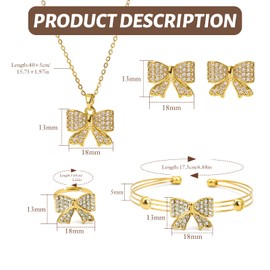 ZENGSING Wide Women's Bracelet, Gold Silver Butterfly Rings Stud Earrings Necklaces Jewellery Set, Jewellery Set for Women and Girls, Gifts for Mother's Day, Birthday, Christmas, Alloys, No Gemstone