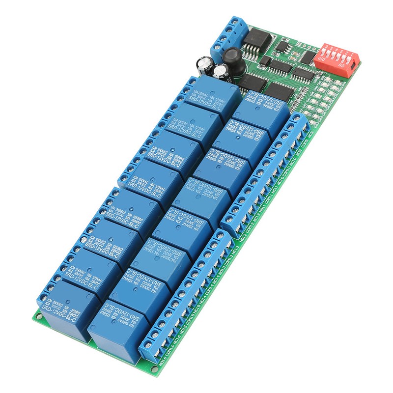 DC 12V 16 Channel MODBUS RTU RS485 Relay Module Board