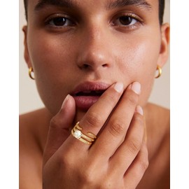 Picuzzy Gold Rings for Women, Stackable 14k Gold Plated Fake Engagement Rings for Women Non Tarnish Diamond Cubic Zirconia Promise Ring Dainty Wedding Band Rings Set Fashion Jewelry for Women…