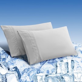 LOVSTOY Cooling Pillow Cases Set of 2,King Size Cool Pillowcases for Hair Skin and Hot Sleepers, Soft Silky Summer Pillow Cover with Envelope Closure, Grey,20"x40"