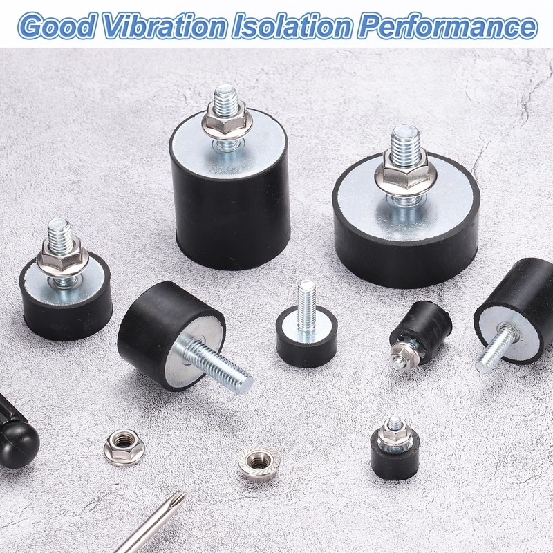 sourcing map M10 Thread Rubber Mounts, Vibration Isolators, Cylindrical Shock