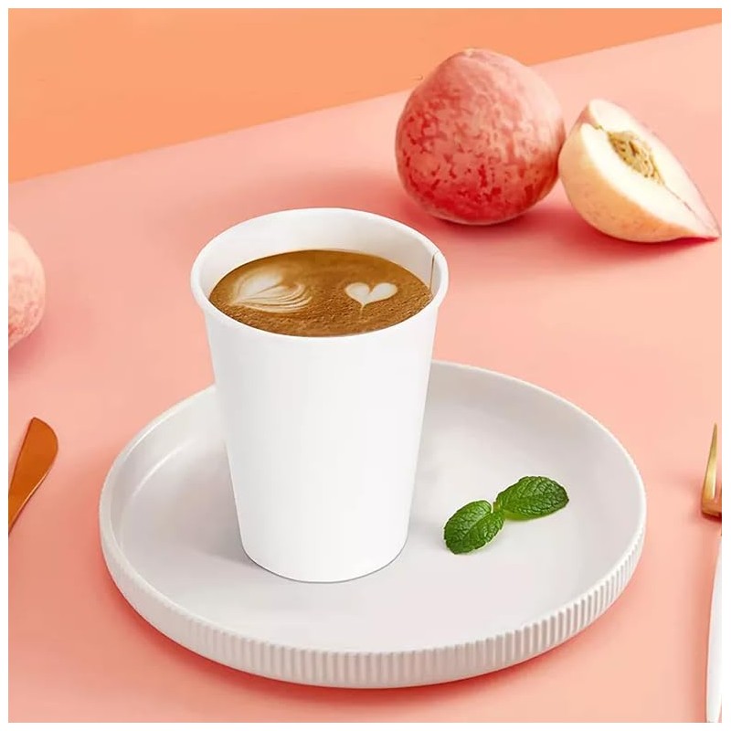 100 x 7oz Single Wall White Paper Cups for Hot