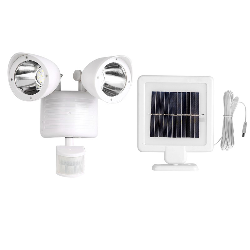 Outdoor Waterproof Double Lamp Head 22 LED Solar Power PIR