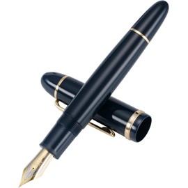 Jinhao X159 - Pluma estilográfica de punta extrafina, color rojo vino con clip dorado acrílico de gran tamaño