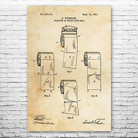Toilet Paper Squares Poster Print, Bathroom Decor, Plumber Gift, Restroom Art, House Warming Gifts, Powder Room Vintage Paper (12 inch x 18 inch)