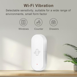 WiFi Vibration Sensor: Smart Door Window Sensor with App Alerts, Wireless Glass Break Detector, Adjustable Sensitivity, Compatible with Alexa Google Home (1Pack)