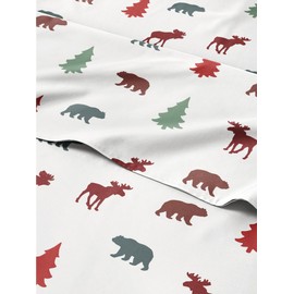 Christmas Sheets Cal King - 4 Piece Deep Pocket - Christmas Sheet Set - Soft Wrinkle Free - Winter Holiday Sheets - Women Men Kids Teens - Winter Bed Sheets - Holiday Trees, Soothing Woodland Animals