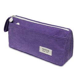 TAIHOBO Aesthetic Pencil Case, Corduroy Fabric Pencil Case, Large Pencil Case, 2 Compartments, Large Capacity Pencil Case, Washable Pencil Case for School Supplies and Office, Lilac Purple, aesthetic