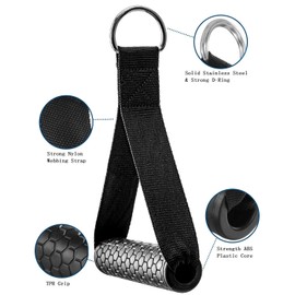 AIKESIWAY Exercise Cable Handles,Cable Machine Attachment Handles,Cable Handles Compatible with Cable Machines,Super Strong Nylon Webbing for Resistance Training(1 Pairs)