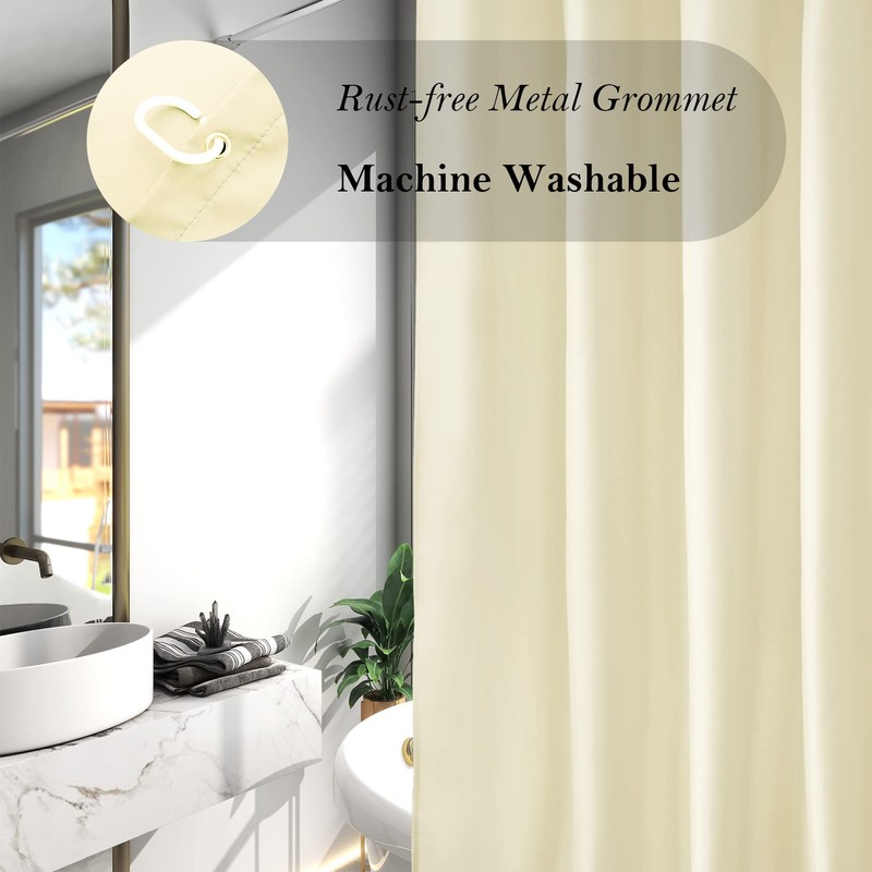 AooHome Shower Curtain Liner, Fabric Bathroom Curtain with Hooks for