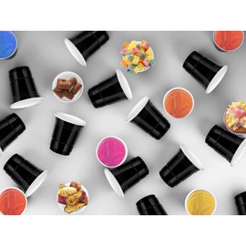 cssopenss 500 pcs 2 oz Plastic Shot Glasses black shot glasses disposable black party cups 2 oz for drinking Tastings served Snacks Jello Tastings and Samples