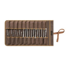 Tool Roll with 20 Slots, Heavy Duty 16oz Waxed Canvas Wrench Roll Up Organizer Bag with Straps, Multi-Purpose Tool Pouch for Metric, SAE (Grey)