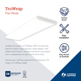 Lithonia Lighting TruWrap Flat Wrap LED Ceiling Light, 3000K/4000K/5000K Switchable Color Temperature, Constant Current, Dimming to 10%, 0-10V, MVOLT, 120V-277V, Wide, ALO 4000-6000 Lumens