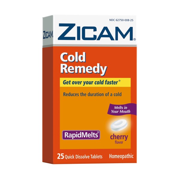 Zicam Cold Remedy Cherry RapidMelts, 25 Quick Dissolve Tablets (Pack of 2)